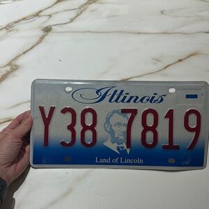 Illinois License Plate with Red and Blue Design